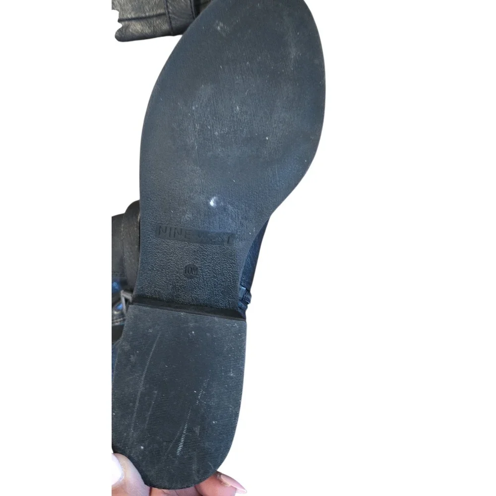 Nine West Black‎ Leather Knee High Riding Boots Size 10